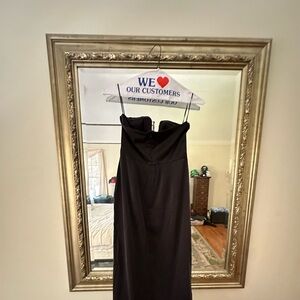 YUMI KIM  black strapless dress with pleat detail